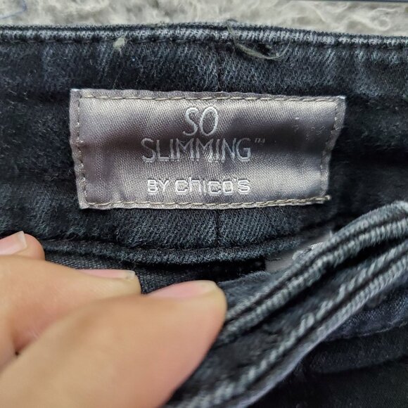 Chicos  Jeans Womens 2 Short US 12 Petite So Slimming Black Straight Leg - Picture 2 of 11
